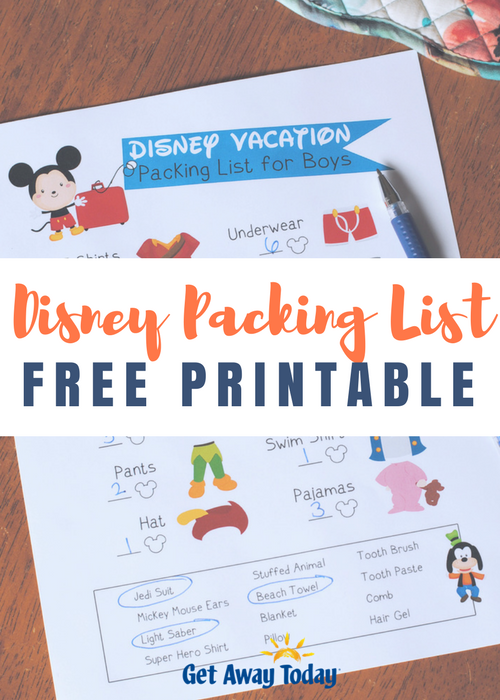 Disney Packing List Free Printable