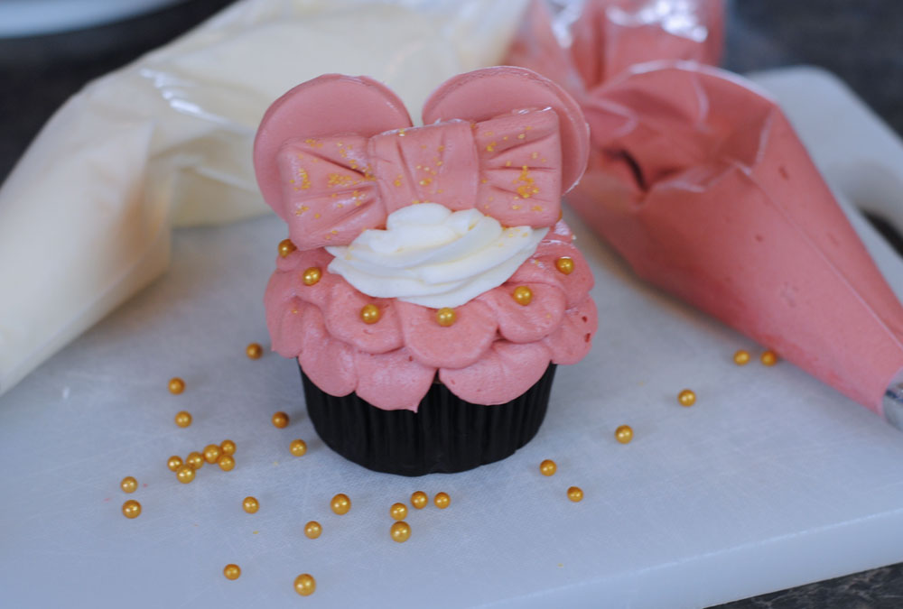 Rose Gold Minnie Ear Cupcakes