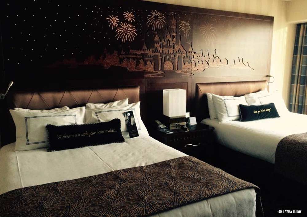 Disneyland Hotel Room headboard and beds