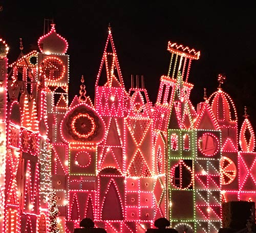 its a small world at Disneyland Holiday Lights