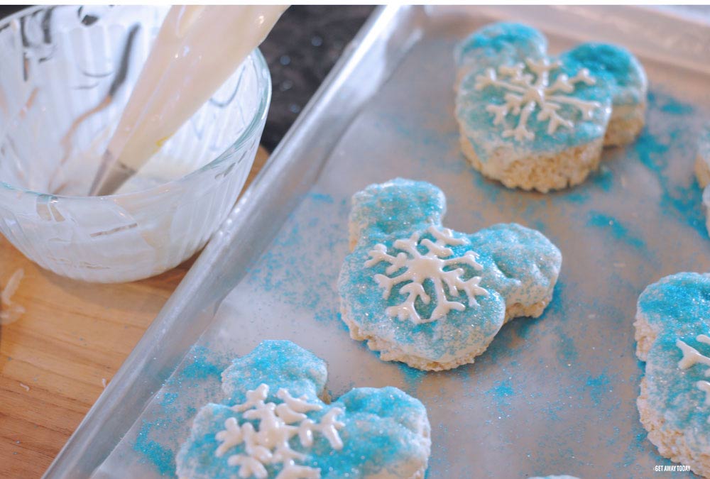 white chocolate snowflakes on treats
