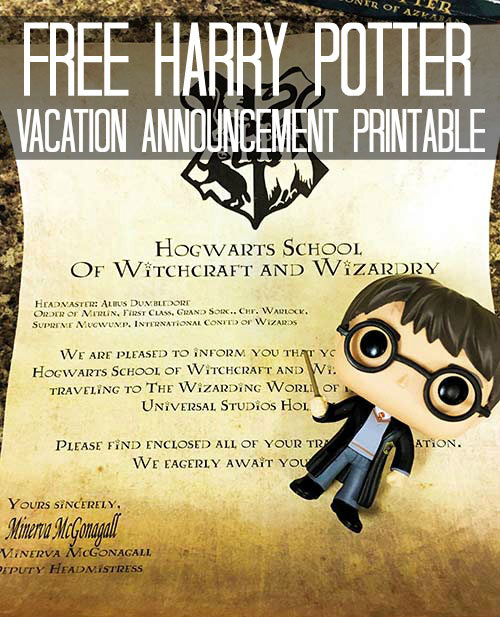 Free Harry Potter Vacation Announcement Printable