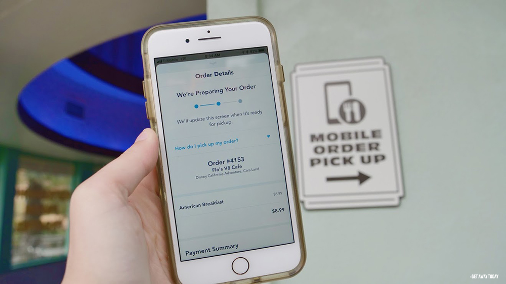 Mobile Ordering at Disneyland on Phone