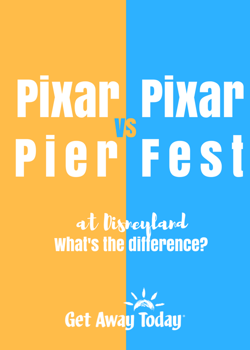 Pixar Pier vs Pixar Fest at Disneyland Pin Image || Get Away Today