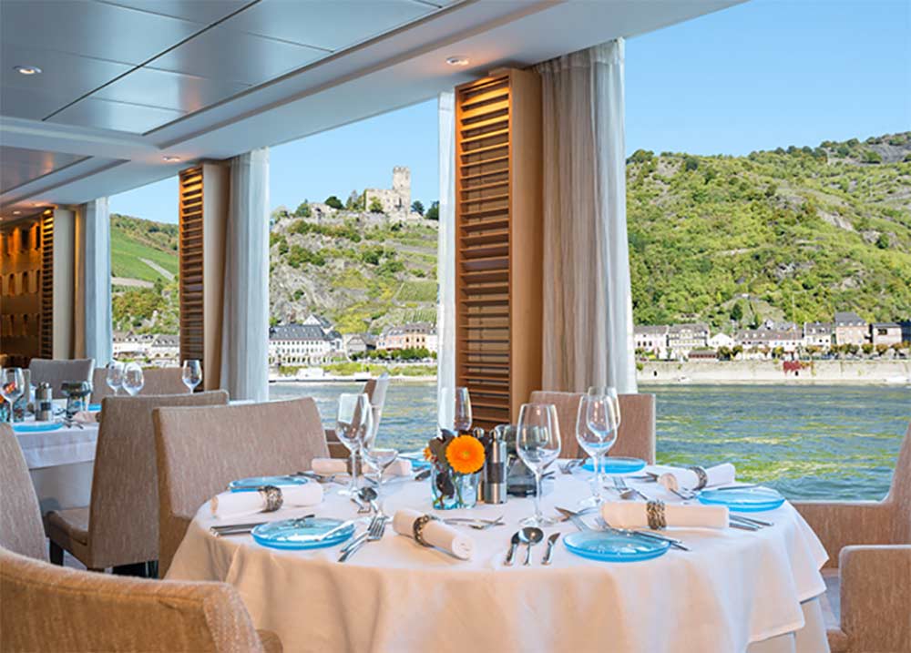Romantic Rhine River Cruise Dining Area