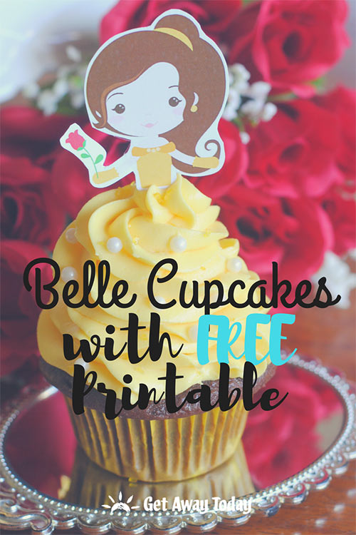 Belle Cupcake Tutorial with Free Printable || Get Away Today