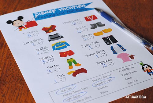 Disney Packing List Mickey