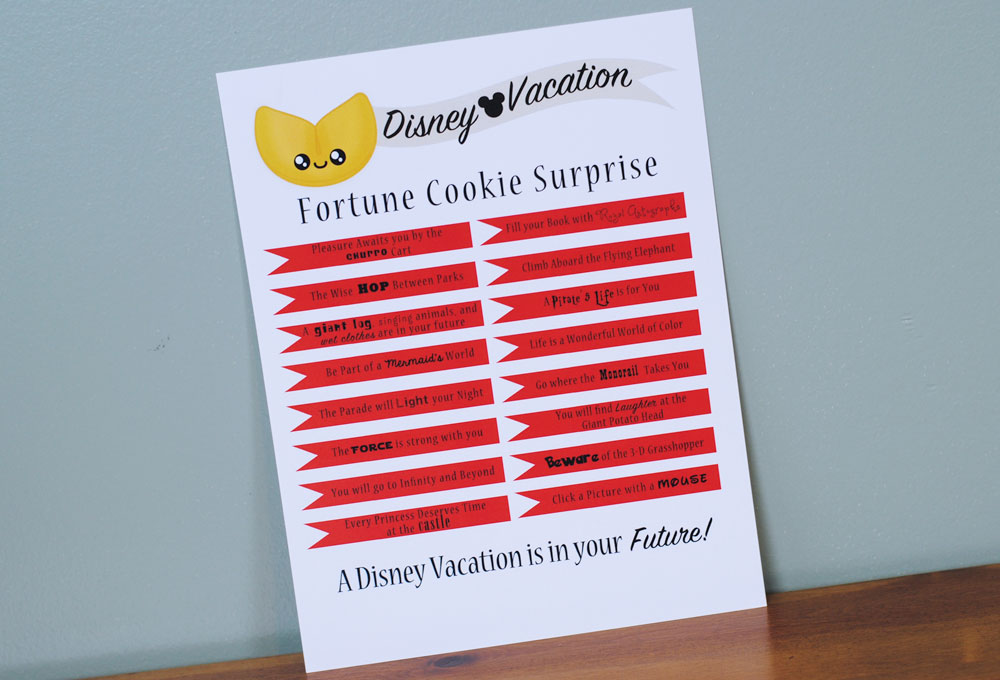 Disney Vacation Surprise Fortune Cookie Print Out