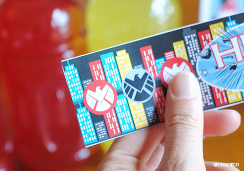 Printable Super Hero Drink Labels Trim