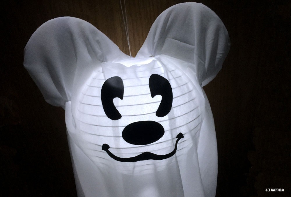 Mickey Mouse Halloween Ghost Lit Up at Night