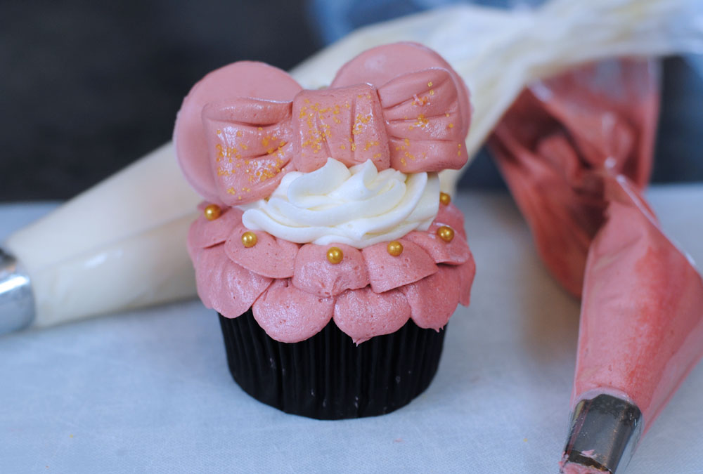 Rose Gold Minnie Ear Cupcakes Finished