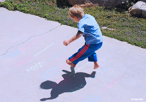 super hero training camp chalk marks